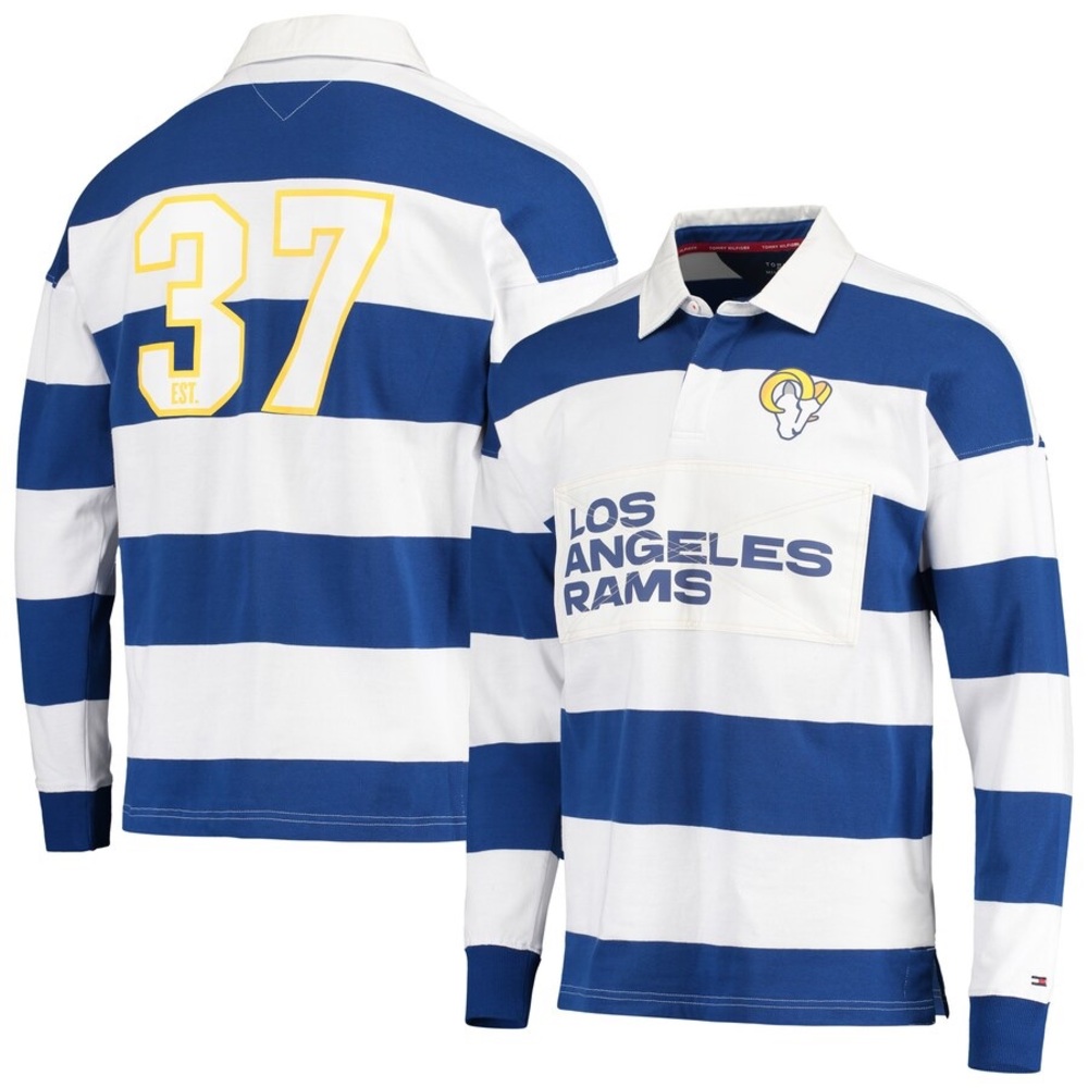 Men's Tommy Hilfiger Los Angeles Rams Varsity Stripe Rugby Long Sleeve Polo